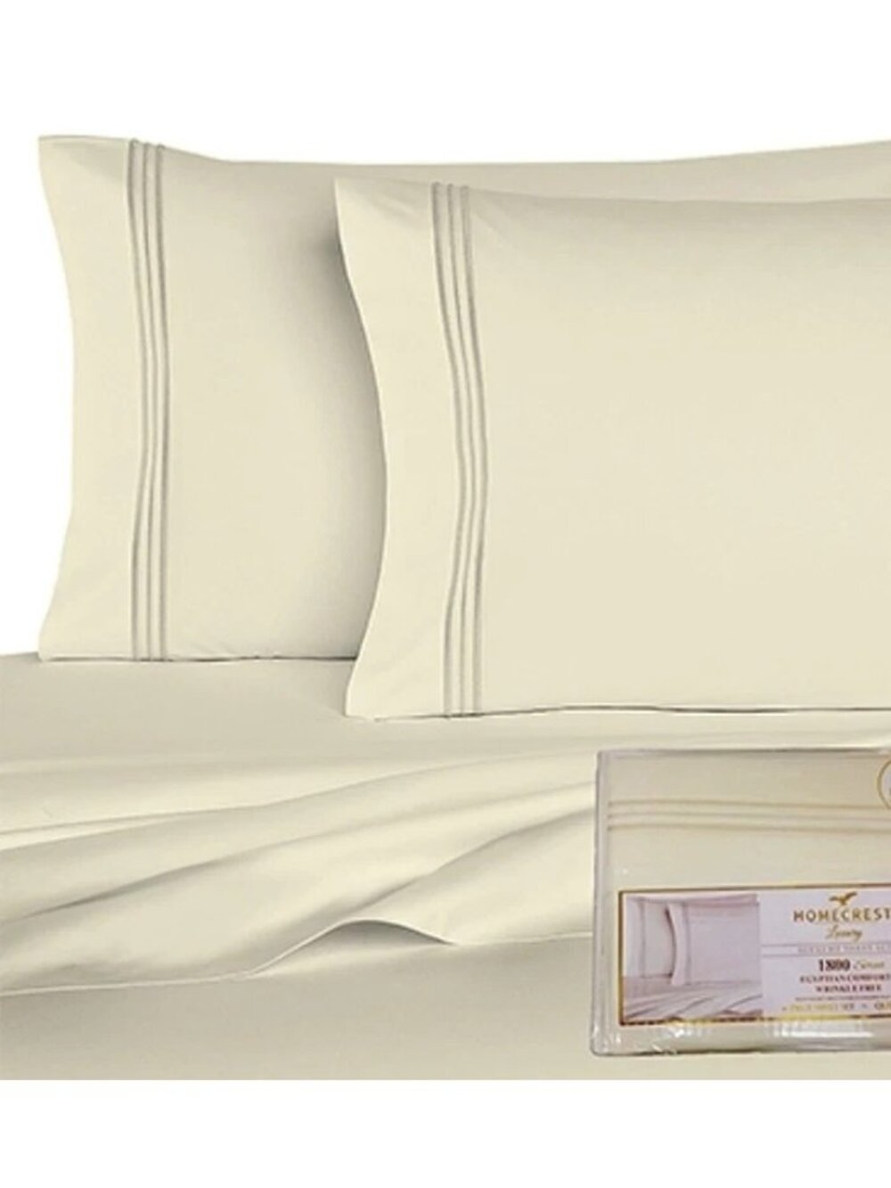 Homecrest Luxury 1800 Series Twin/Twin XL Sheet Set Cream Ivory 3PC Set Deep NEW